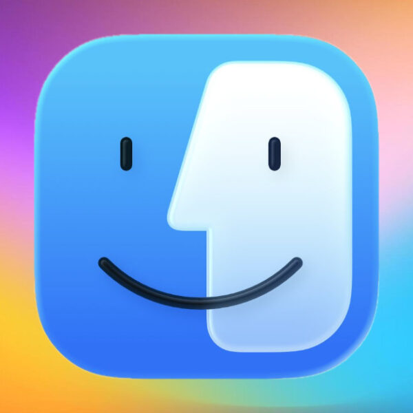 macOS 26 Finder logo on a colorful gradient background.
