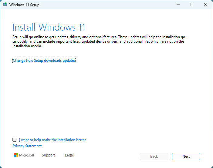 windows-11-setup Windows 11 Setup screen running inside Windows 10 during a windows 10 to 11 upgrade.