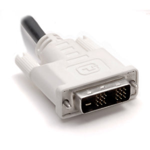 Close-up of a DVI connector used to connect a computer to an external monitor
