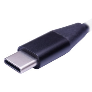 USB-C cable used to connect a MacBook to an external monitor for video output