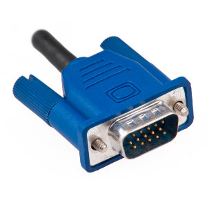Close-up of a VGA connector used to connect a computer to an older monitor